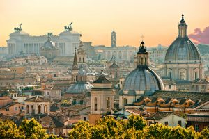 View of Rome from Castel Sant'Angelo, Italy.