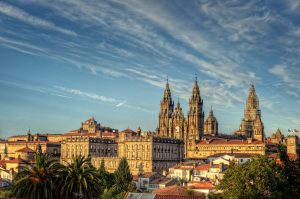 View of the cathedral of Santiago de Compostela, Galicia, Spain